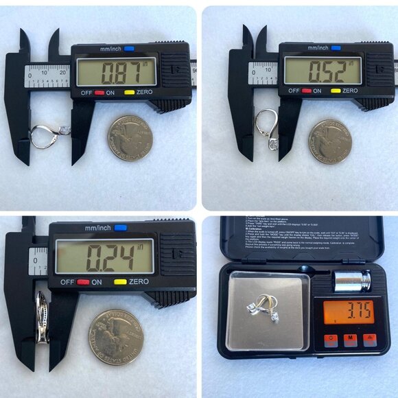 Sterling Silver 925 Round Cubic Zirconia Vermeil Two-tone Leverback Earrings - Picture 10 of 16